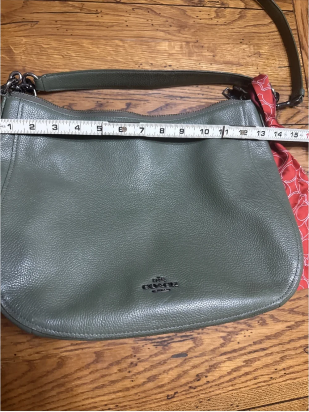 COACH Elle Hobo MILITARY GREEN Zipper Pocket W/ Crossbody Strap